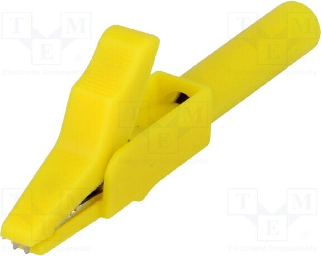 2x Krokodilklemme 15A L. ges: 56mm Krokodilklemmen 4mm gelb Ber.Halt: max.12mm