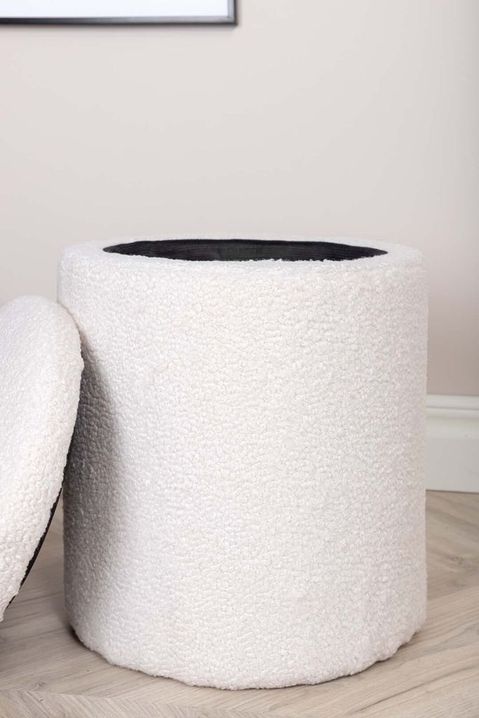 Limpen Pouf Ø32cm mit Aufbewahrung weiß. Produktbild 13