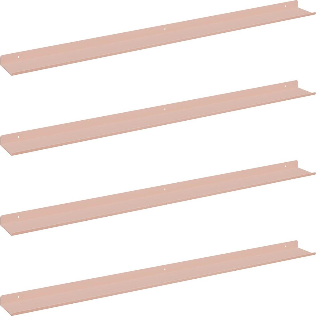 vidaXL Schwebendes Regal 4 pcs Rosa 100 x 9 x 2,5 cm Stahl