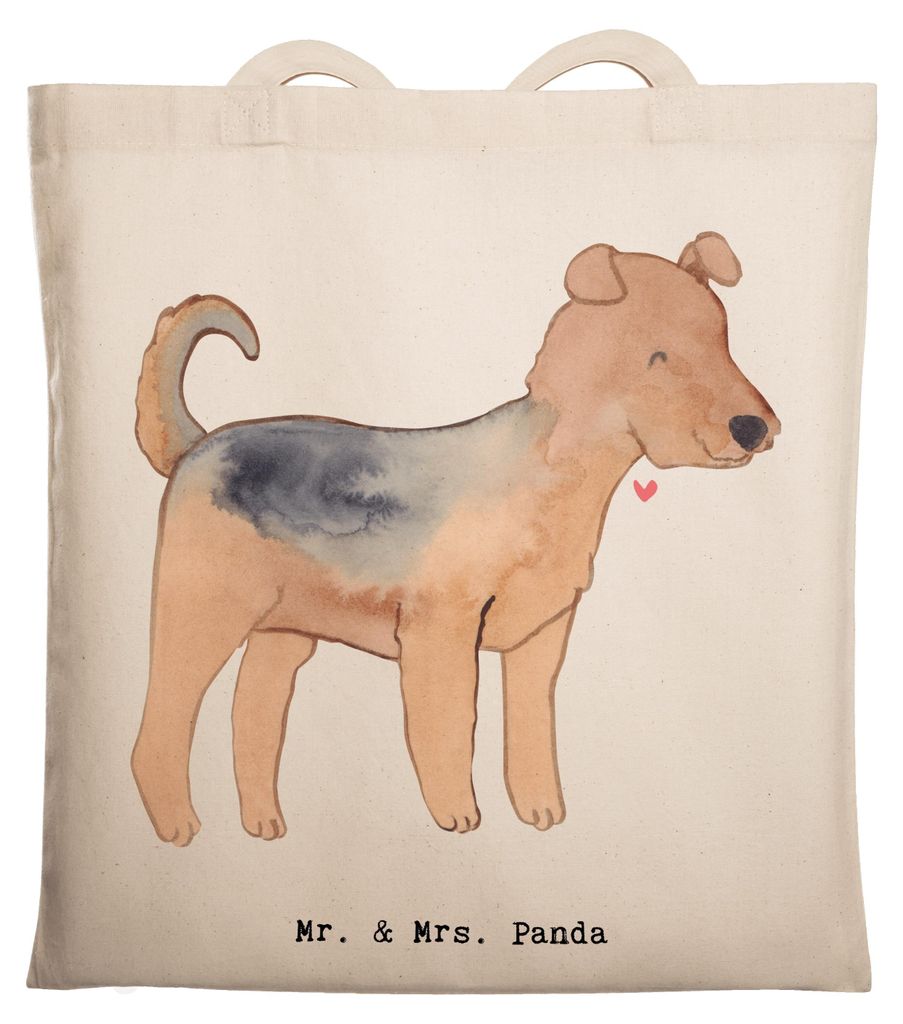 Mr. & Mrs. Panda Tote Bag Airedale Terrier Moment - Transparent - Geschenk, Laptoptasche, Einkaufstasche, Tasche, Beutel, Baumwolltasche