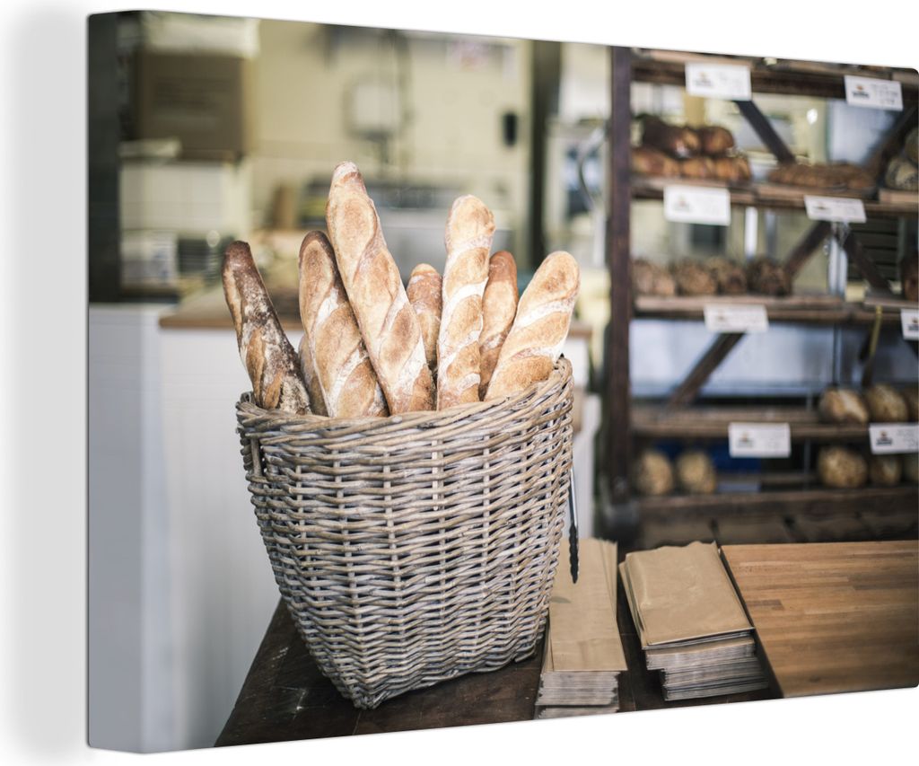 OneMillionCanvasses - Leinwandbilder - 150x100 cm, Die Baguettes vom Bäcker, Wandbilder Kunstdruck Wanddekoration