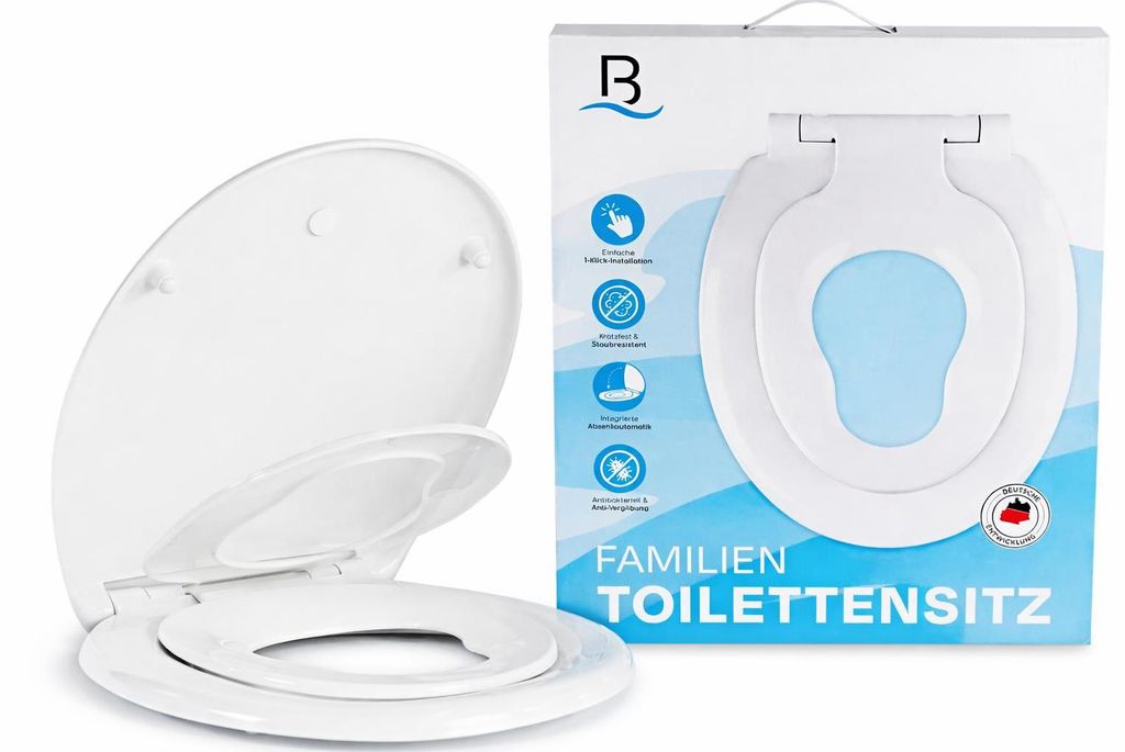 Bath4U WC Sitz mit integriertem Kindersitz 37,3x44,5cm Absenkautomatik Weiß