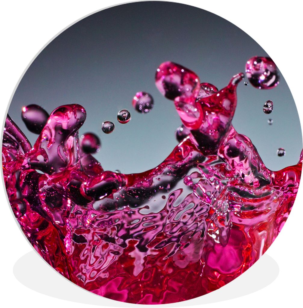 MuchoWow Rundes Wandbild - Runde Bilder Wasser - Abstrakt - Rosa - Tropfen Ø 90 cm Kreis Wanddekoration Kunststoff - Wandkreis - Wandschmuck - W...