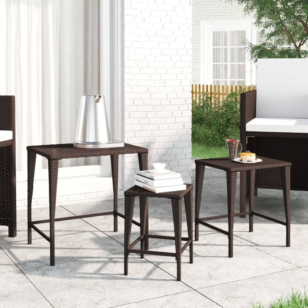 "im Angebot" Gartentisch - Garten-Satztische 3 Stk. - für Garten - Braun Poly Rattan - Gartentische CC11829