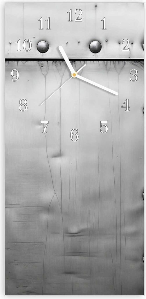 Wanduhr aus Glas mit Motiv Metallplattenoptik- 30 x 60 cm - inkl. Aufhängesystem
