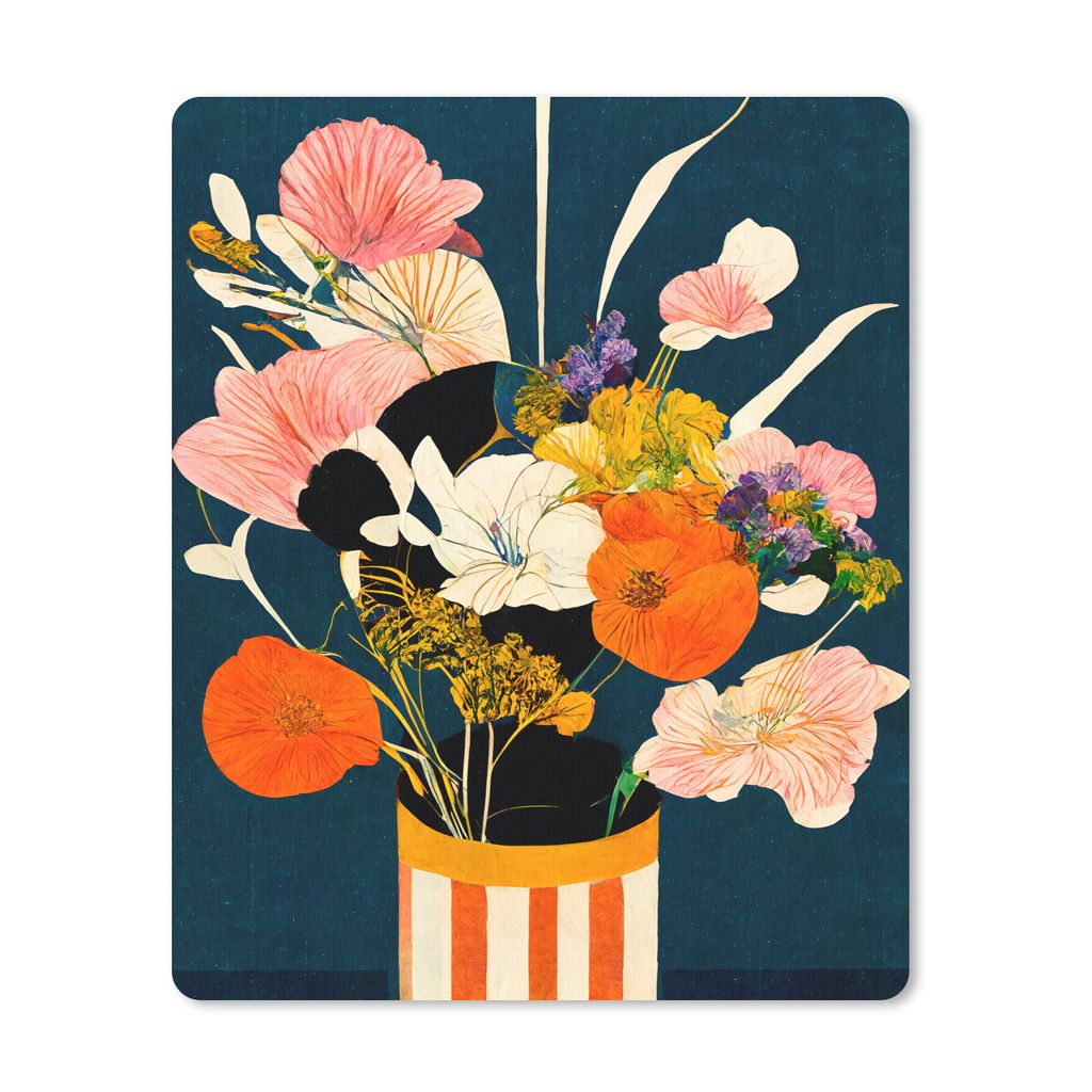MuchoWow Mauspad Mousepad Blumen - Vase - Malerei - Pflanzen 30x40 cm - Mousepads - Maus Mat - Pad - Mausunterlage - Mausmatten