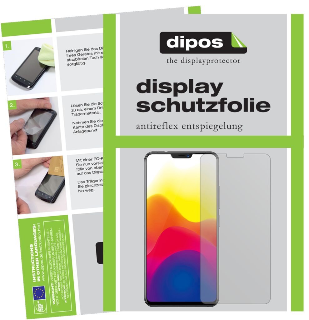 2x Schutzfolie für Vivo X21UD matt Displayschutzfolie Folie Display Schutz dipos