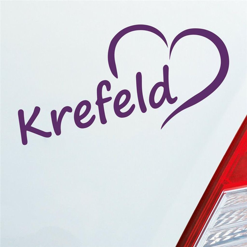 Auto Aufkleber Krefeld Herz Stadt City Liebe Love Heart 16,5x8 cm Lila Sticker Heckscheibenaufkleber