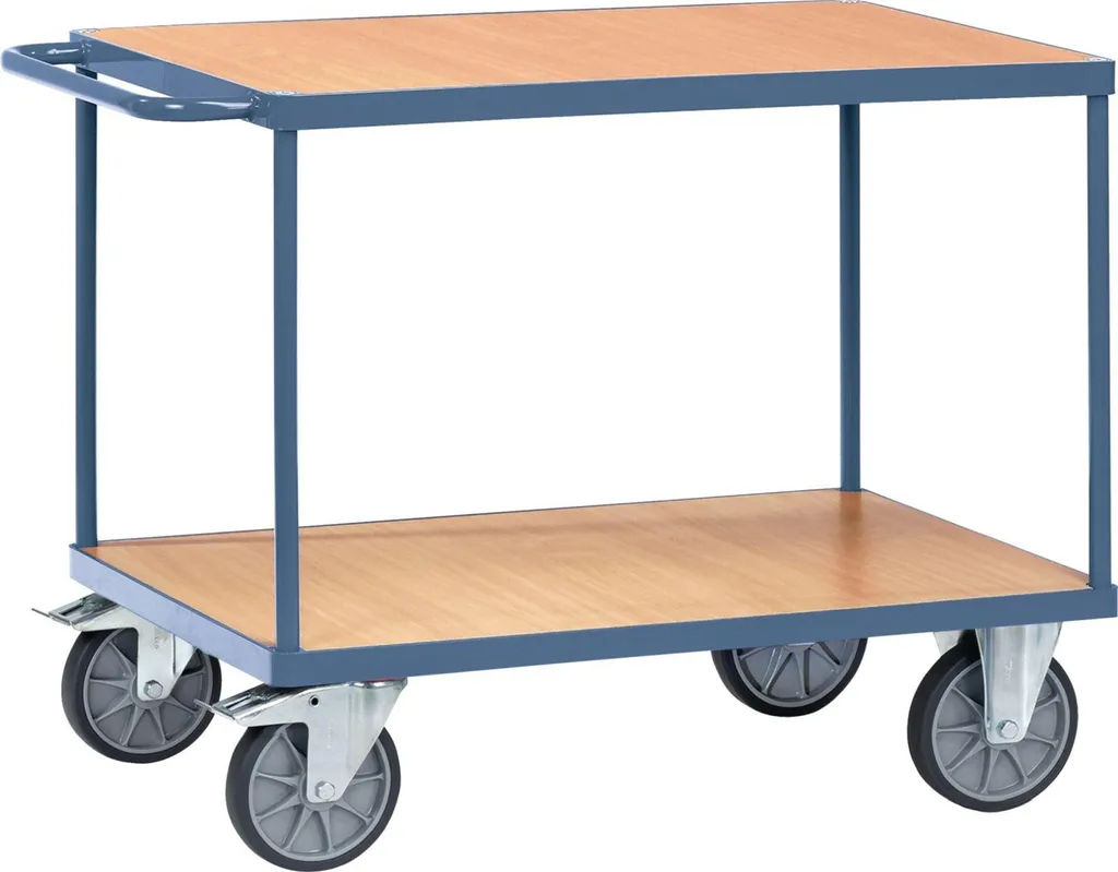 Chariot à plateaux industriel à 2 niveaux - Charge 600 kg - 1200x800 mm