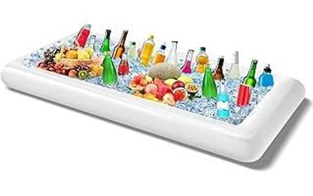Aufblasbares EIS-Servier-Buffet-Bar mit Ablaufstopfen, Grill, Picknick, Pool, Partyzubehör, Buffet, Salat, Essen und Getränke, Tablett für Party...