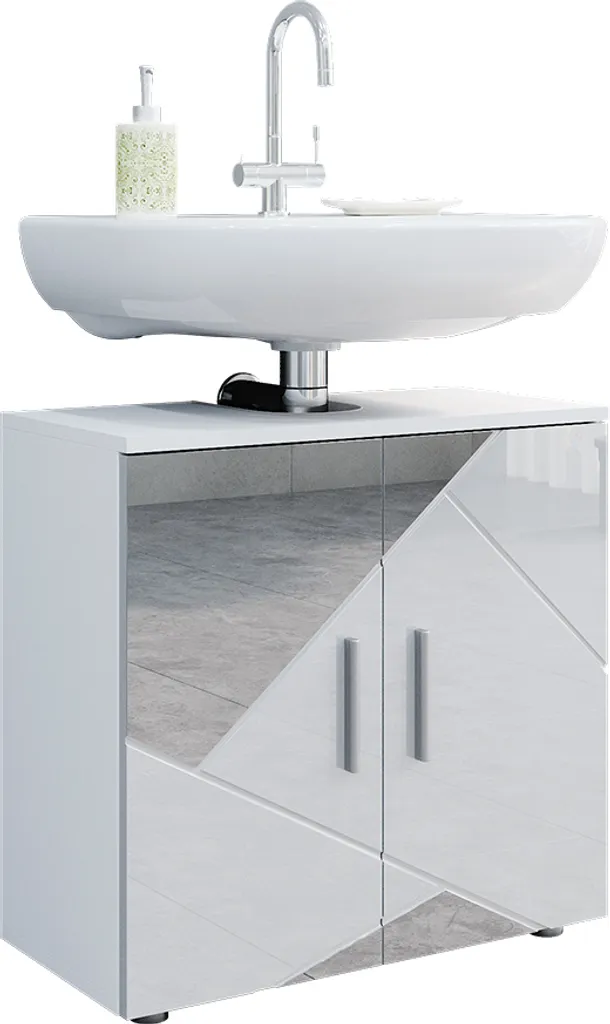 Meuble bas vasque Vicco Irma 60x59cm blanc laqué avec inserts design - 8