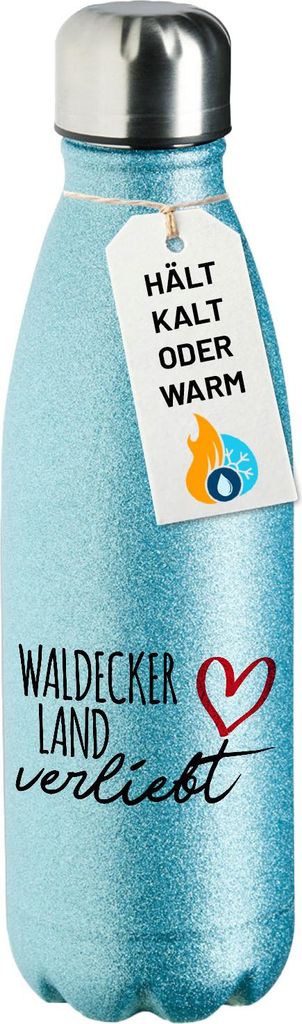 Huuraa Trinkflasche Waldecker Land verliebt 500ml Blue Edelstahl Wasserflasche Trinkflasche Geschenkidee