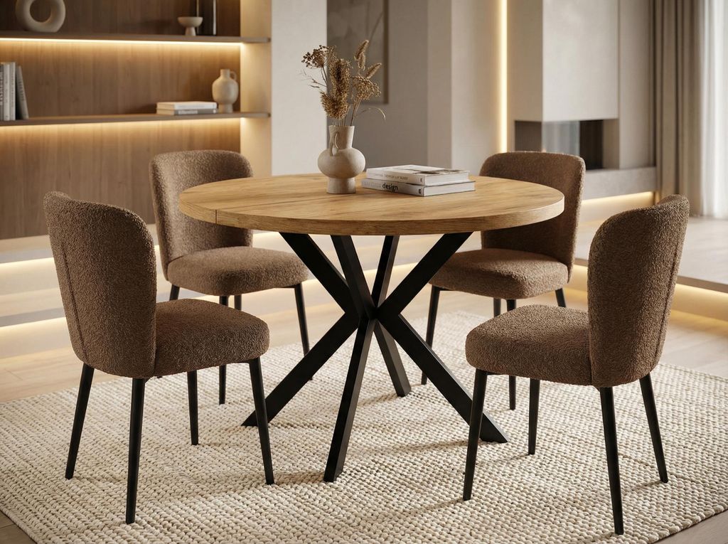 Runder Ausziehbarer Esstisch - Loft Style Tisch mit Produktbild 