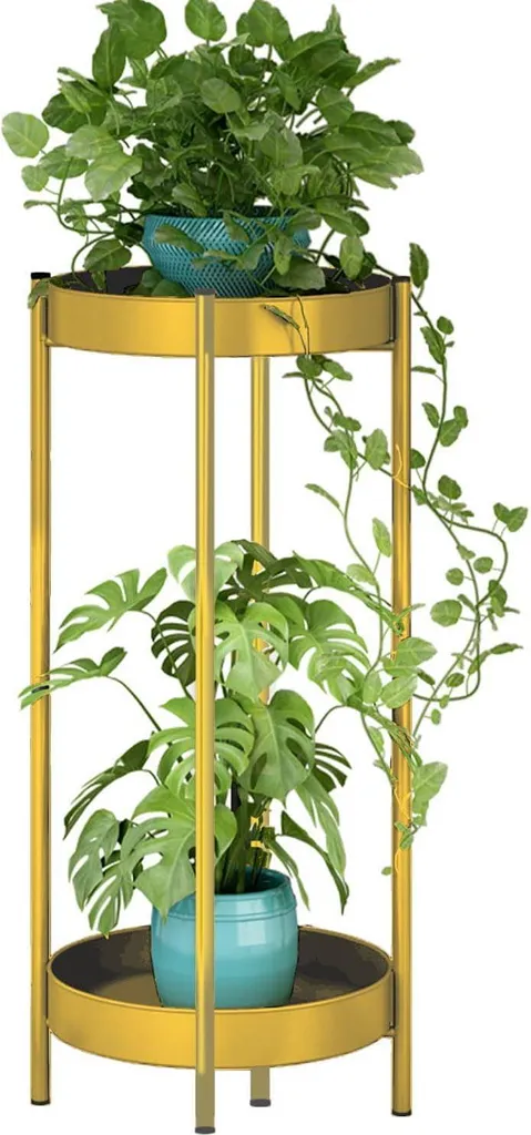 Support pour plantes rond en métal noir 25cm - Porte-pot robuste 1 pièce