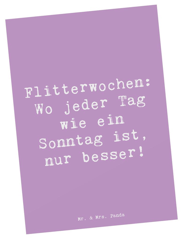 Mr. & Mrs. Panda Postkarte Spruch Flitterwochen-Magie - Lavendeltraum - Geschenk, Entspannung, Ansichtskarten, Postkarten, Heiraten, Hochzeitsfeier...