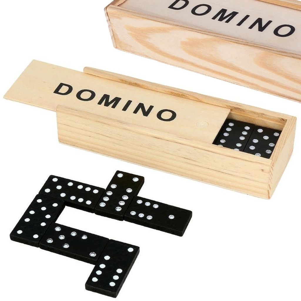 Domino drewniane gra rodzinna edukacyjna z etui klocki z Zdjęcie produktu 