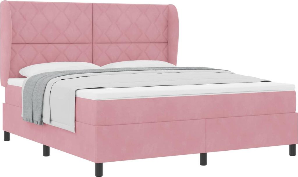 Boxspringbett mit Matratze mit Kopfteil Rosa 200 x 180 cm Samt