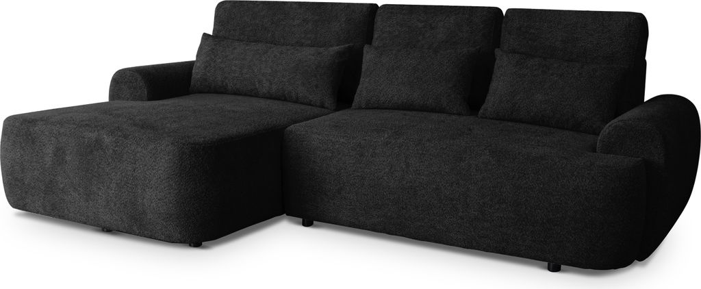 Robin Inspire Ecksofa Mit Schlaffunktion Bettkasten L Form Sofa Eckcouch Schlafcouch Freistehend Links Aldo Schwarz 266 x 160 x 87 cm