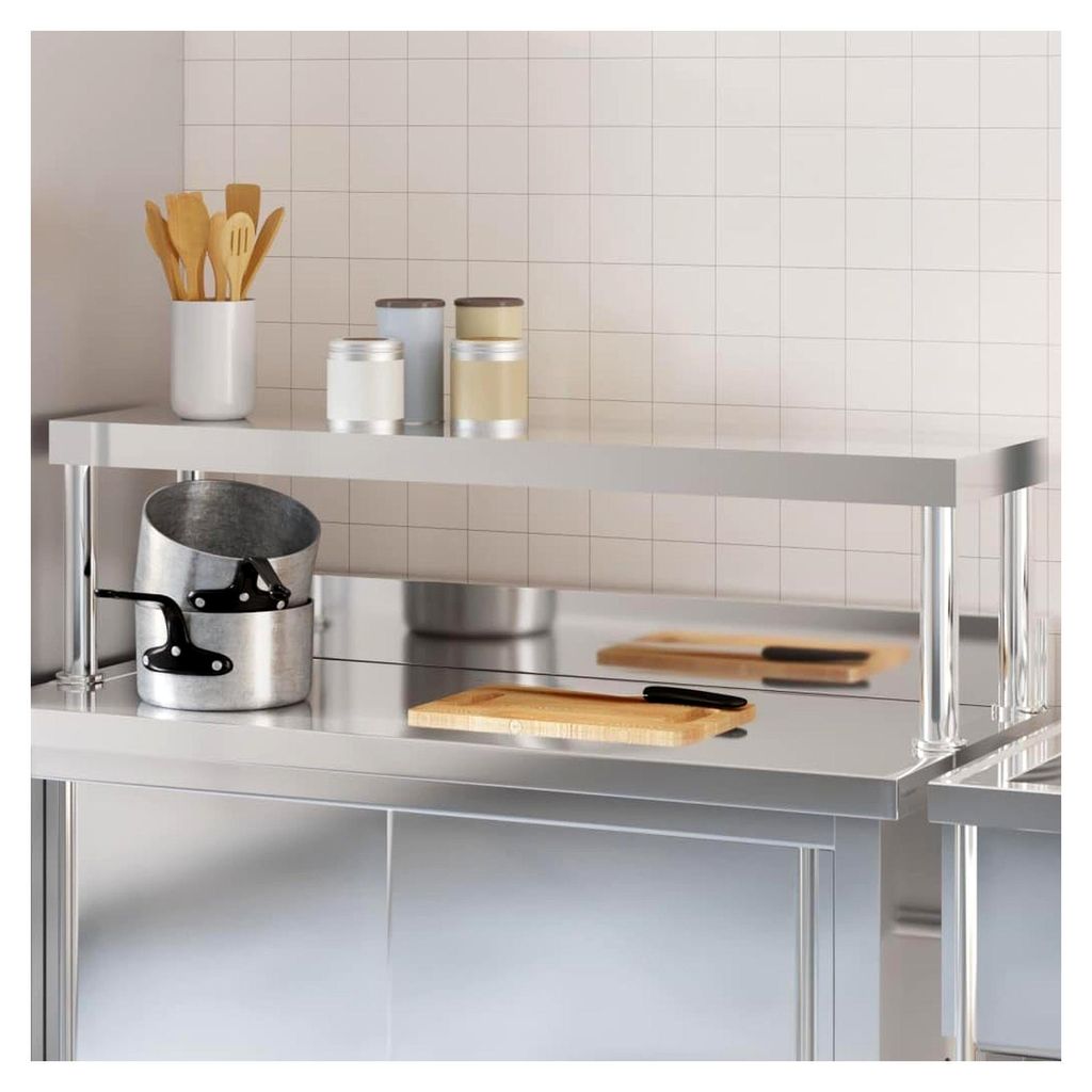 Edelstahl-Aufsatzboard für Küchentische 110x30x35 cm, Regal für Gastronomie und Großküchen, Zubehör für Restaurants, Hotels, Catering und Ka...