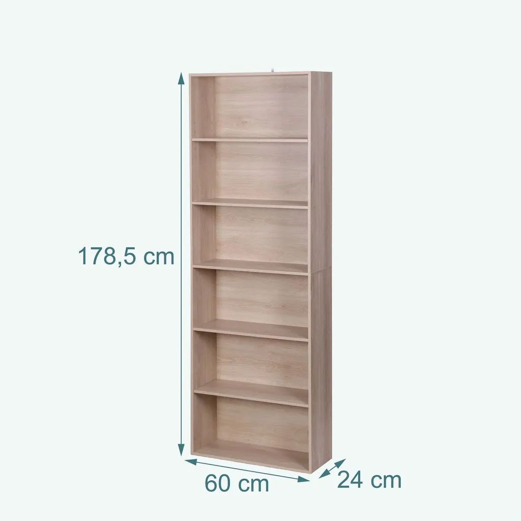 Bibliothèque avec tablettes ajustables et structure robuste bois clair