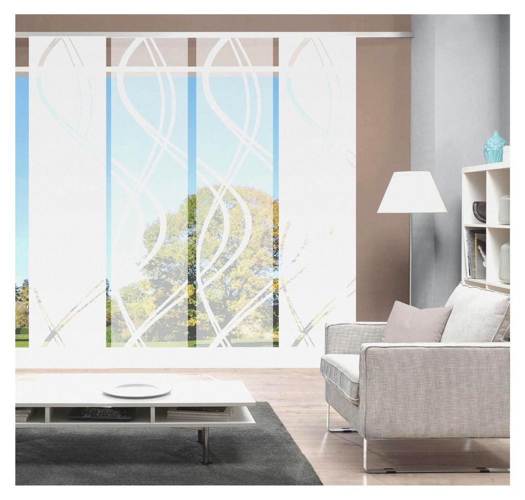 4er-Set Schiebevorhang, blickdicht/transparent, Höhe 245 cm, 4x Dessin