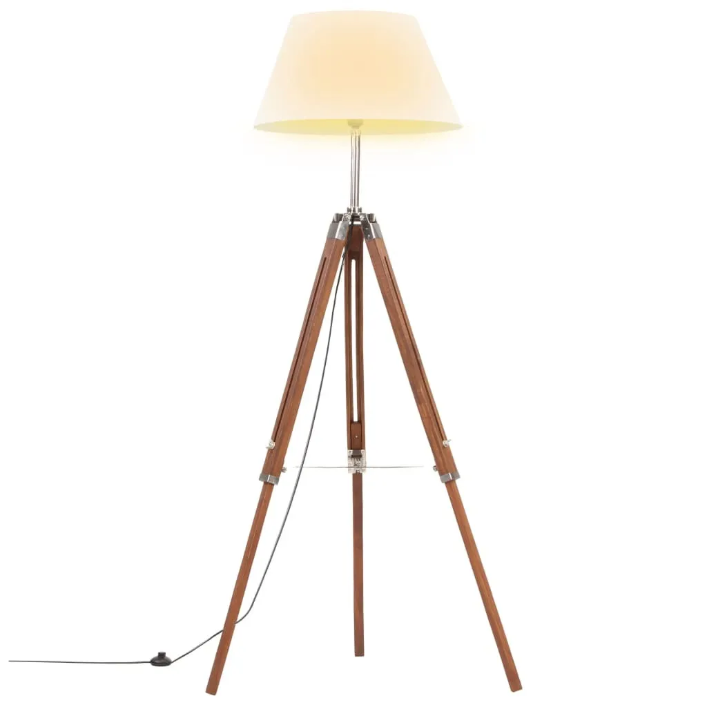 VidaXL Lampada A Treppiede In Legno Massello Di Mango Per Pavimento - Altezza Regolabile 165 Cm