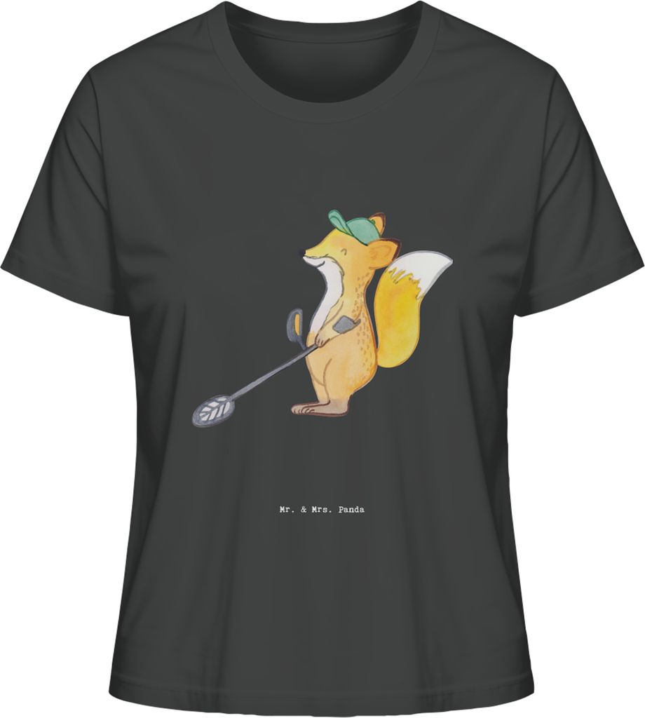Mr. & Mrs. Panda Basic Shirt Damen Fuchs Metalldetektor Größe S - Anthrazit - Geschenk, Sondeln, Oberteil, Sondengänger, Schatzsuche, Baumwoll T...