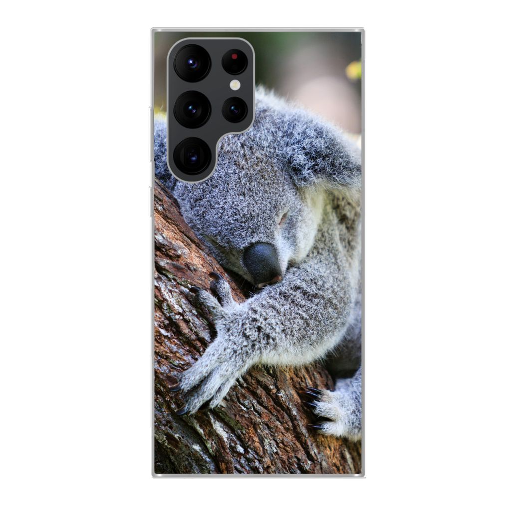 MuchoWow Handyhülle Schutzhülle Hülle für Samsung Galaxy S22 Ultra Koala - Kofferraum - Kuscheltier - Jungen - Mädchen Silikon Softcase Hand...