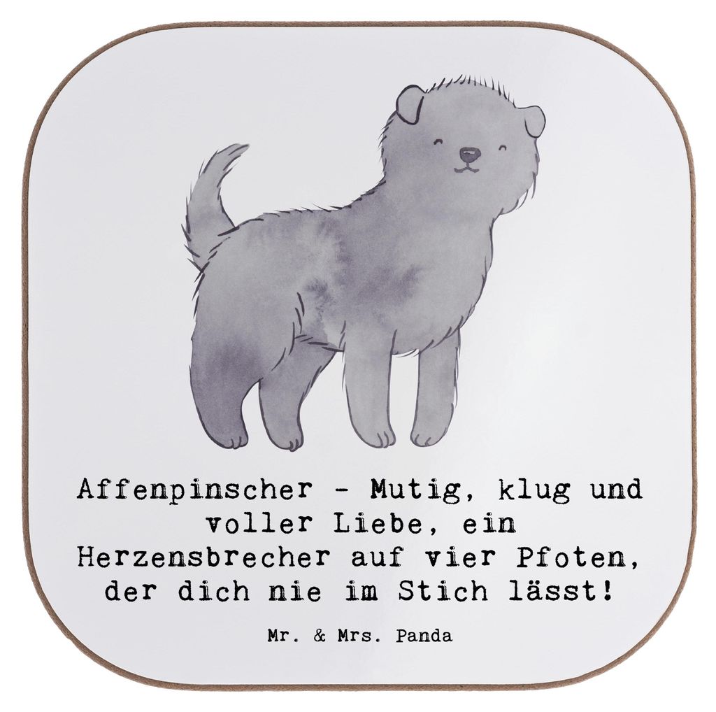 Mr. & Mrs. Panda Tassenuntersetzer Affenpinscher Liebe - Weiß - Geschenk, gläseruntersetzer, Hunderassen, Tischuntersetzer, Hunderasse, Coaster, ...