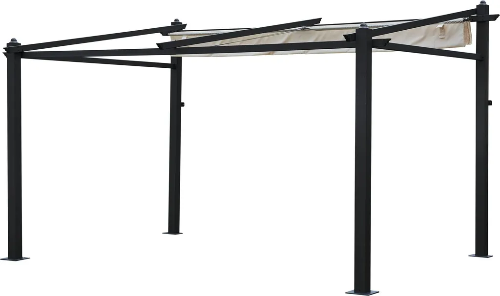 Pergola murale 3x4m FRÉJUS beige en aluminium - Structure robuste