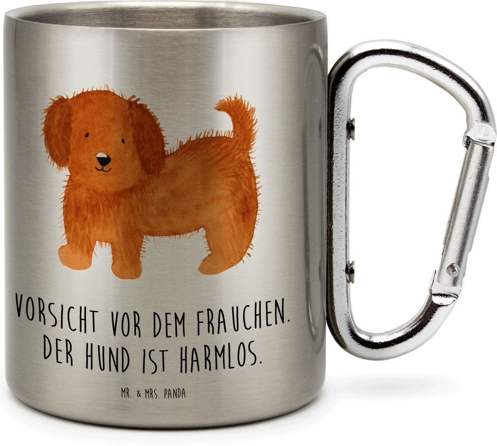 Mr. & Mrs. Panda Thermobecher Hund Flauschig - Transparent - Geschenk, Sprüche, Reisebecher, Isolierbecher, thermotasse, Niedlich, Witzig, Hunde, ...