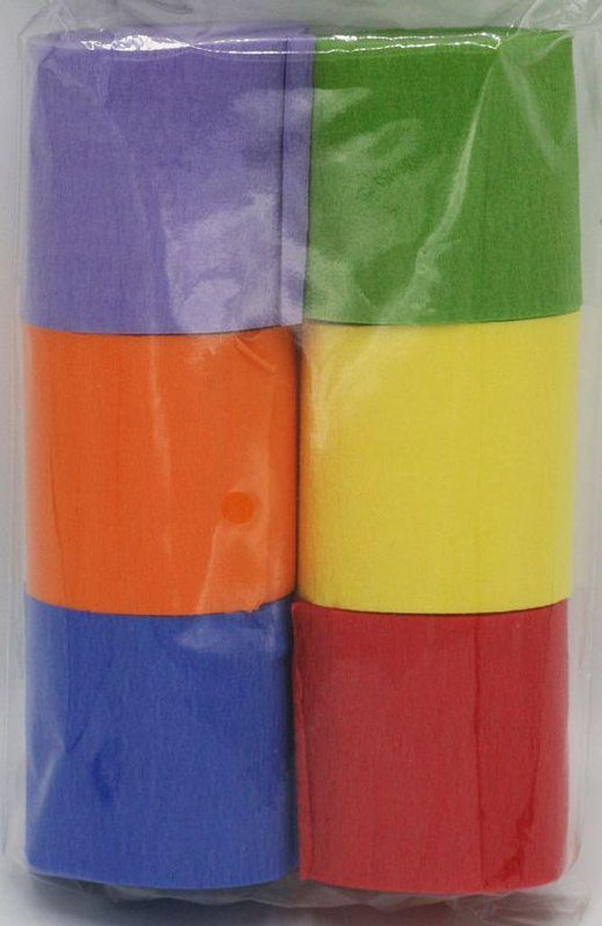 6 bunte Kreppbänder rot gelb blau grün orange violett, je Produktbild 