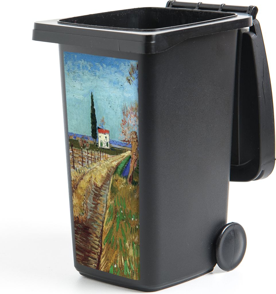 MuchoWow Mülltonnenaufkleber Weg durch ein Weidenfeld - Vincent van Gogh 44x98 cm - Containeraufkleber - Aufkleber - Mülltonnen-Aufkleber