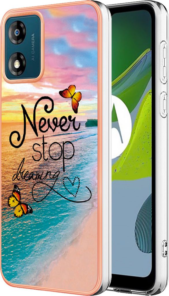 Hülle für Motorola Moto E13 Muster TPU Silikon Stoßdämpfer Bumper Schutzhülle Gold