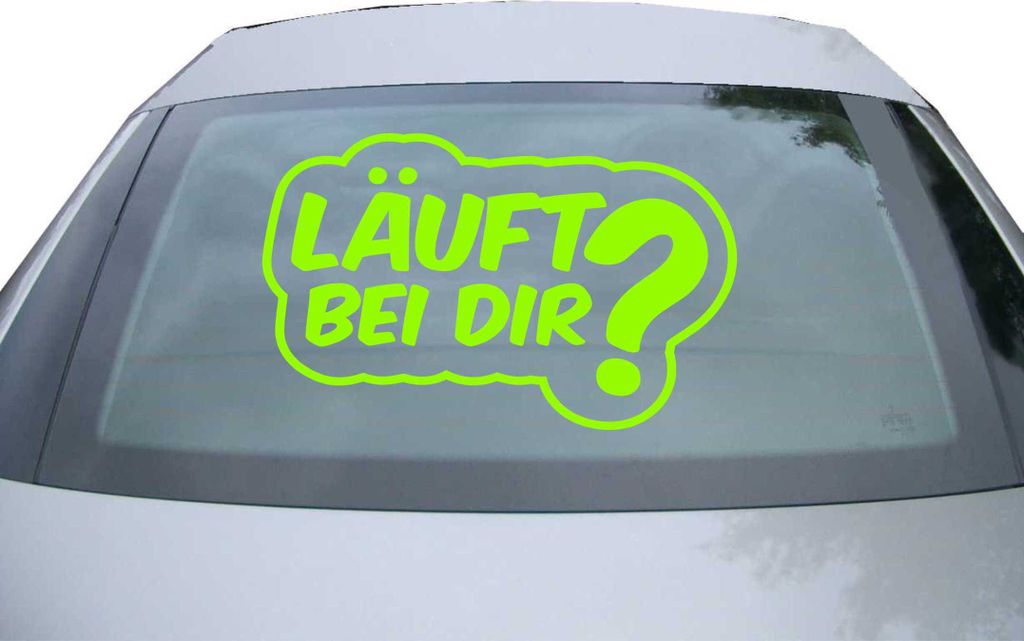 Indigos UG - Aufkleber Heckscheibe & Motorklappe DE7113 - neongrün - 600x375 mm - Läuft bei dir? - Auto Scheiben Fenster Heckklappe Tuning Racing...