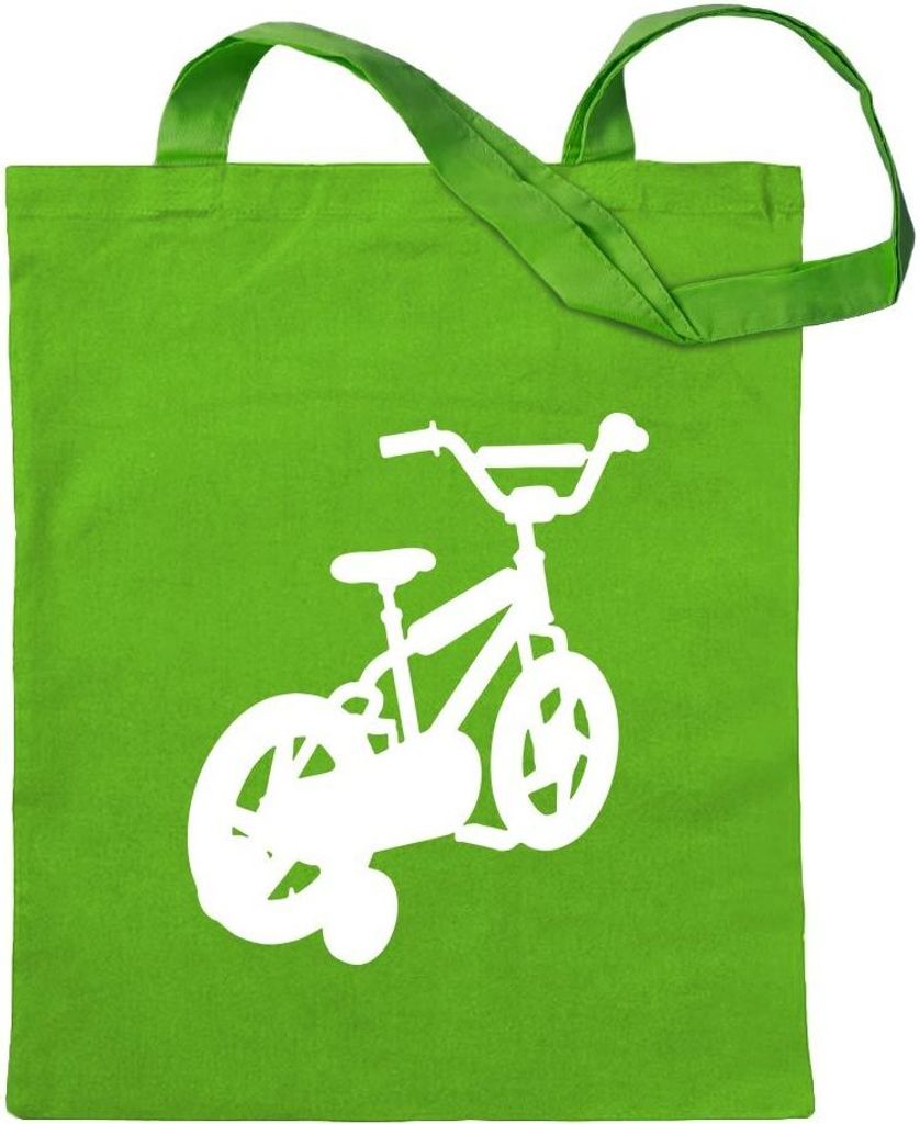Kiwistar - Baumwolltasche - hellgrün - Fahrrad Stützräder - Tragetasche Stoffbeutel Umhängetasche Langer Henkel