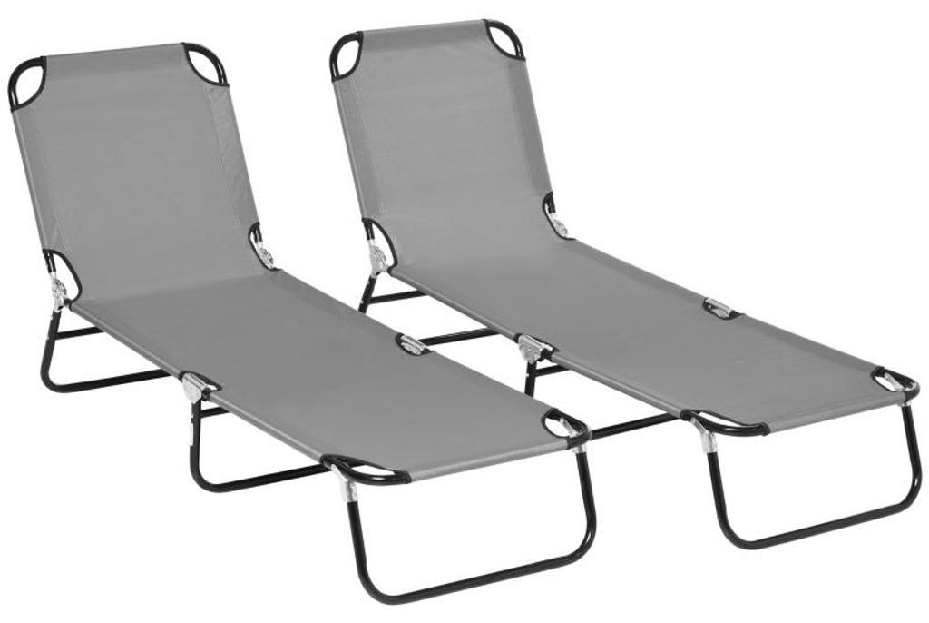 2er Set Sonnenliege klappbar mit 5-fach verstellbarer Rückenlehne, bis 120kg belastbar
