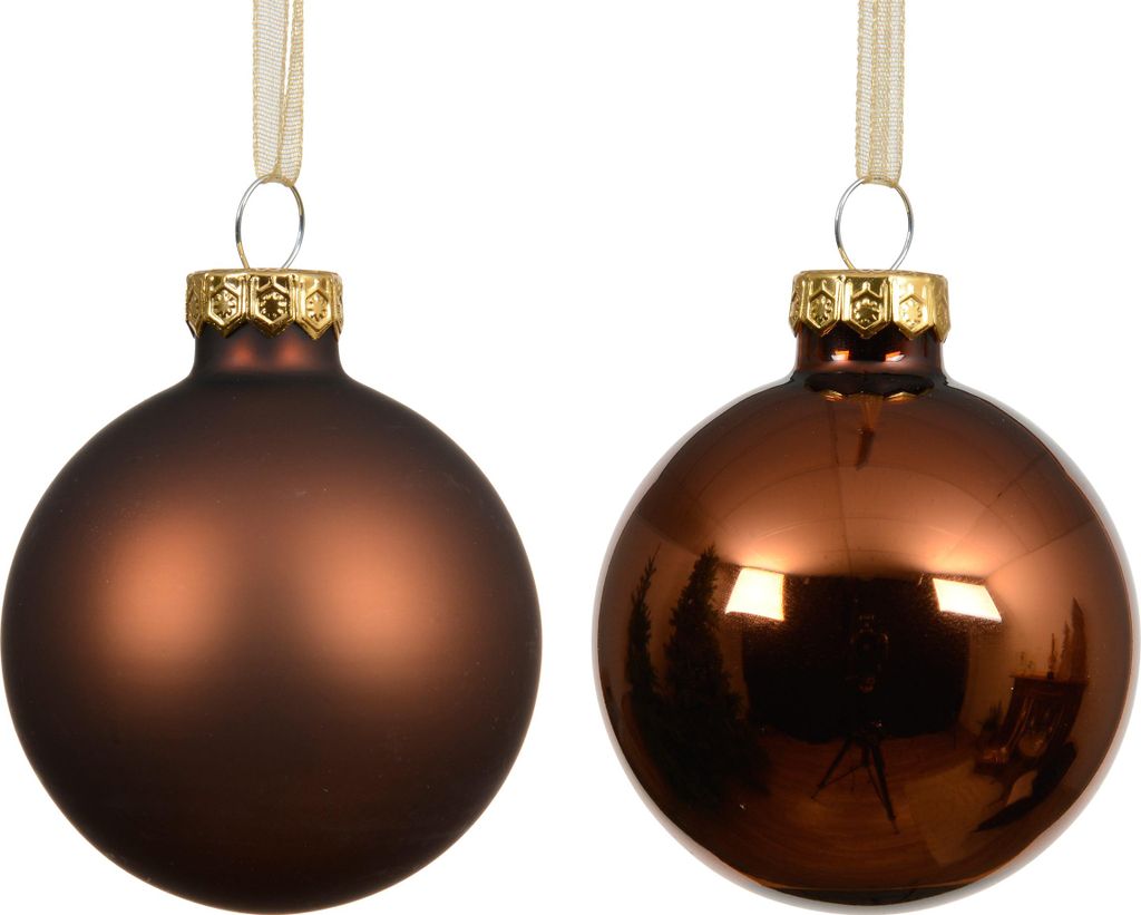 Weihnachtskugeln Glas 10cm 4 Stück - Espressobraun