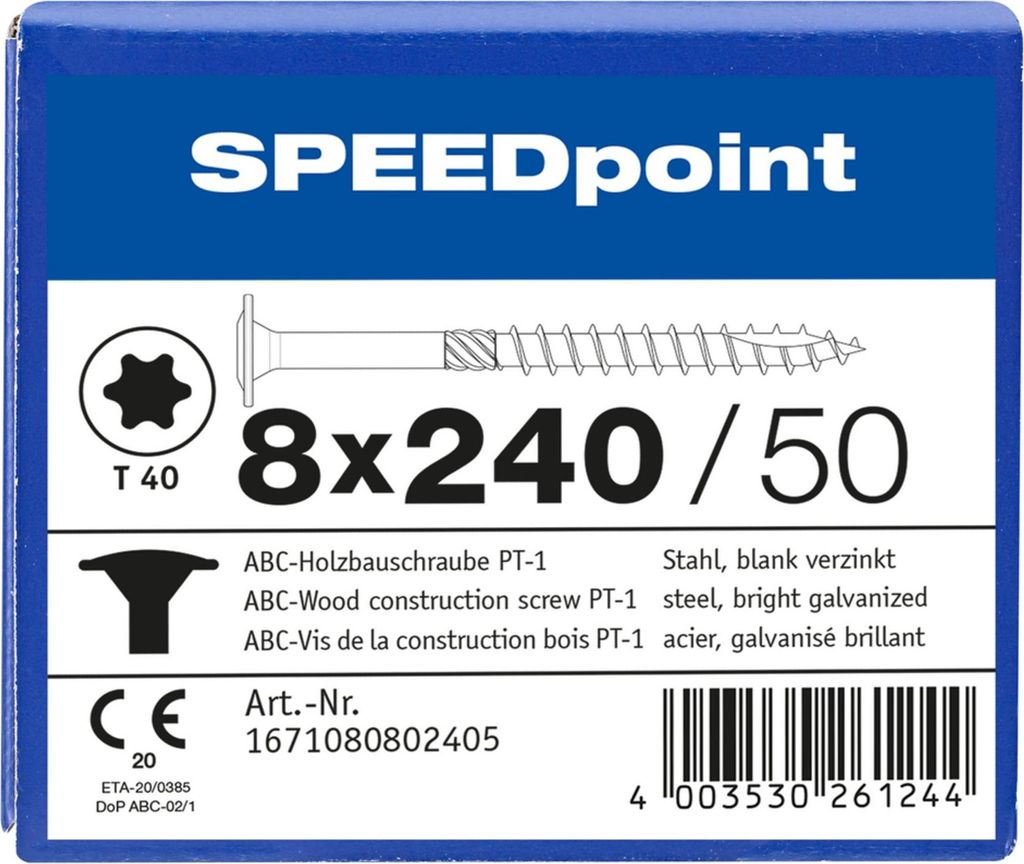 ABC SPEEDpoint Holzbauschraube Tellerkopf T40 Teilgewinde Produktbild 