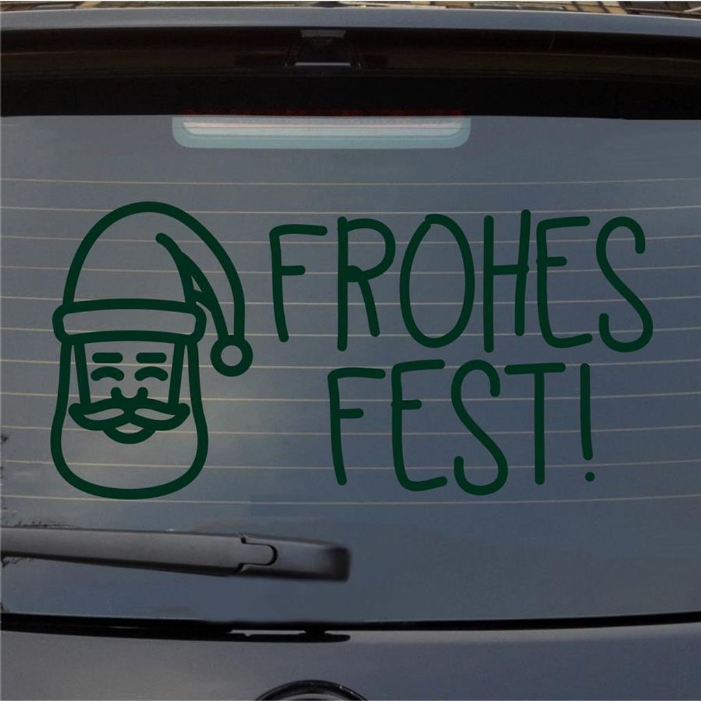 Heckscheibenaufkleber Fohes Fest Santa Claus Weihnachten Christmas 55x27 cm Dunkelgrün Auto Aufkleber Sticker