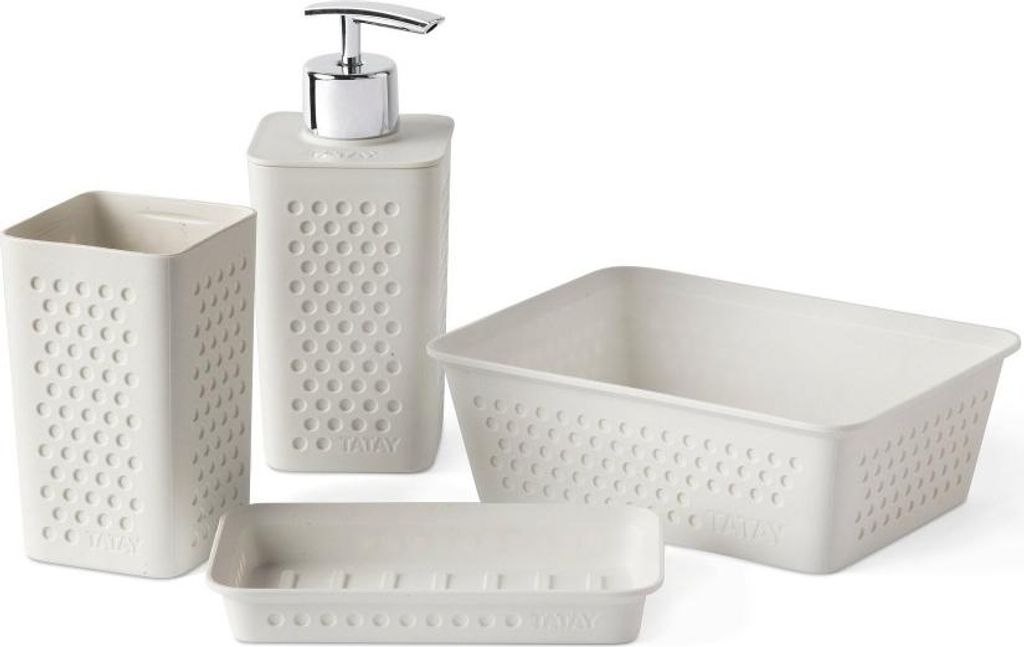 Set mit 4 weißen Kunststoff-Tischaccessoires von TATAY Bohol