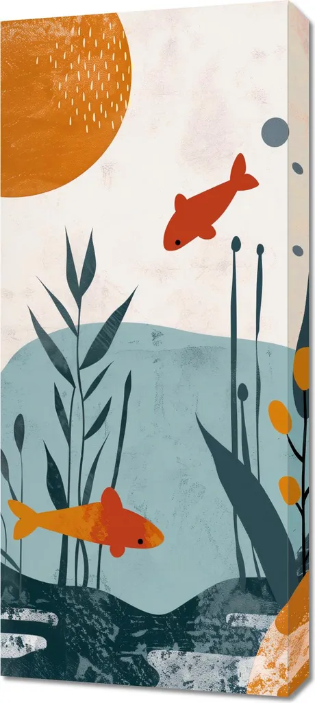 Decorazione Parete: Quadro 40x90 Mondo Sottomarino su Tela Canvas