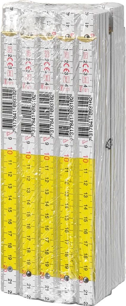 10 x Hultafors Zollstock Gliedermaßstab 2 Meter Dezimaleinteilung H4000 Weiß/Gelb