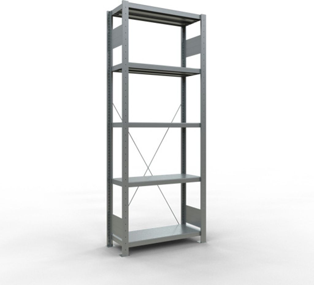 Schulte Fachbodenregal MULTIplus250 Stecksystem | Grundregal | HxBxT 200x75x30cm | 5 Ebenen | Fachlast 250kg | Verzinkt