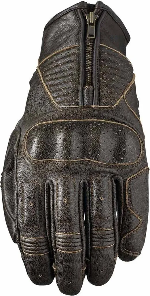 Gants de moto en cuir marron Five Kansas XL homologués pour la route