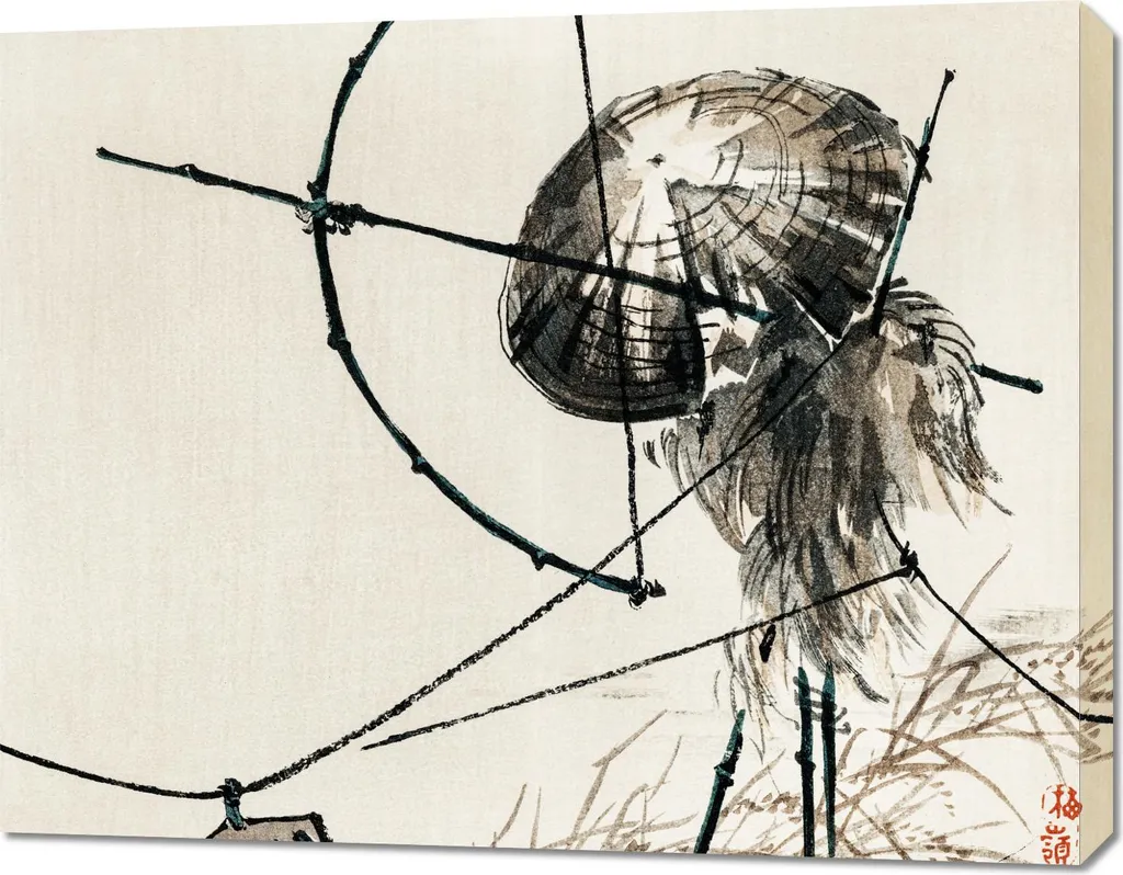 Tableau 90x70 Archer par Kōno Bairei Décoration Japonaise Vintage
