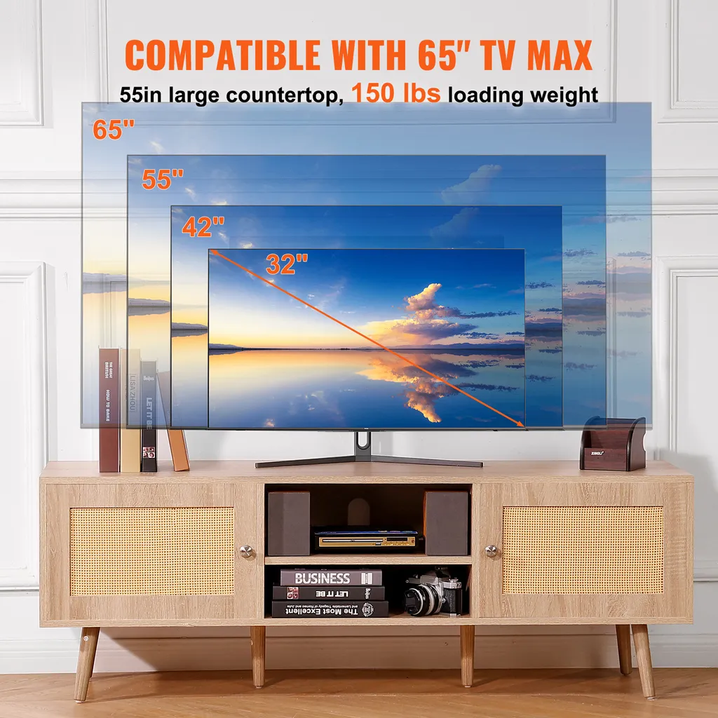 Support TV Mural avec Rangement Multimédia et Station de Charge USB
