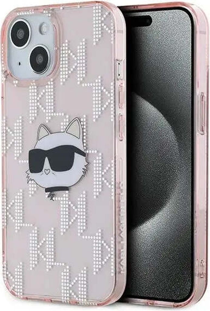Karl Lagerfeld KLHCP14SHKLPCHP iPhone 14 / 15 / 13 6.1" pink hardcase IML Choupette Head & Monogram Schutzhülle