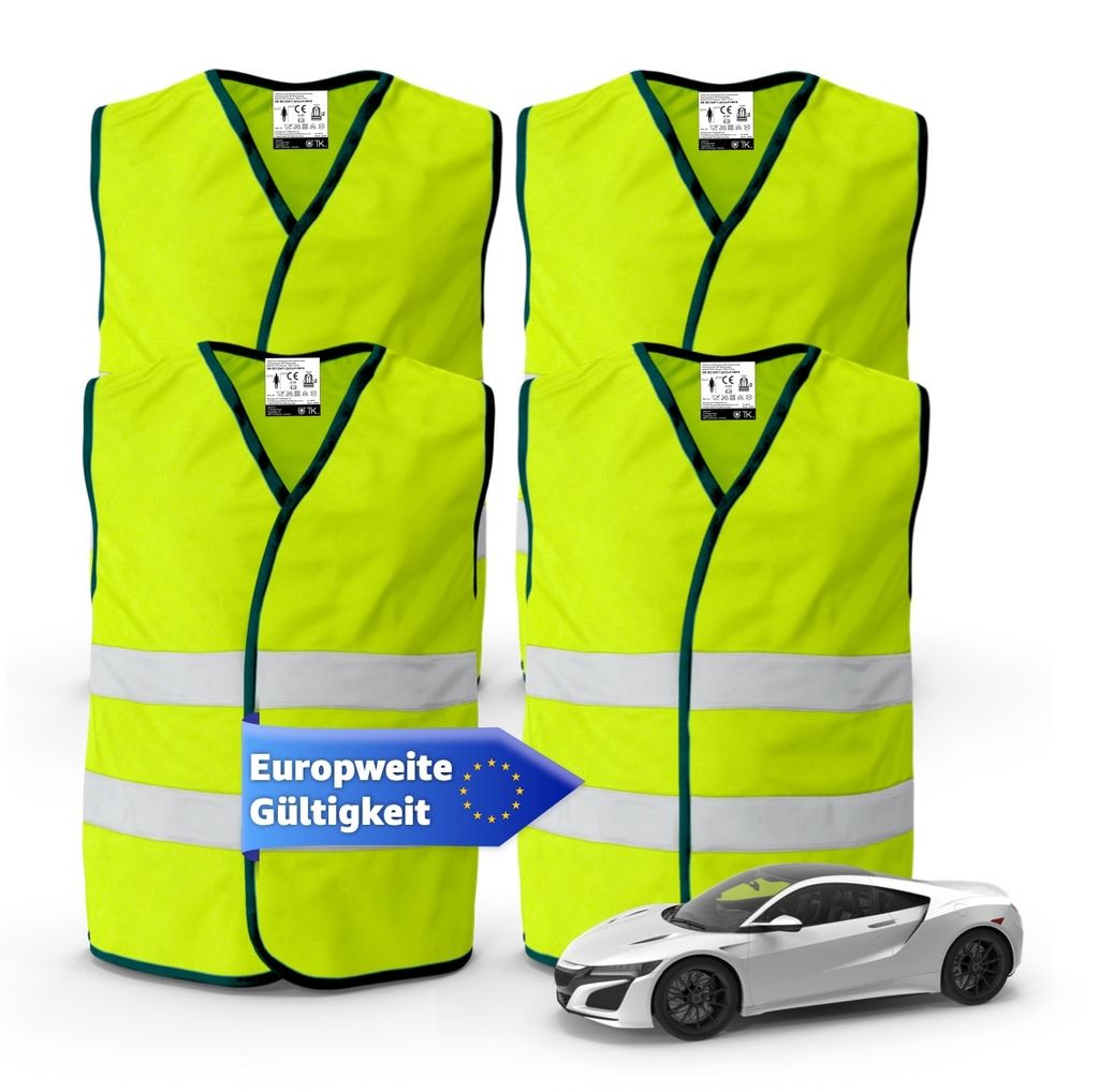 4x Warnwesten Auto 2024 & 2025: Sicherheitsweste ISO20471 Produktbild