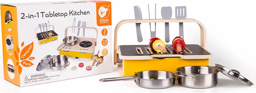 Cuisine en bois réversible 2 en 1 Classic World avec plaques de cuisson - 8